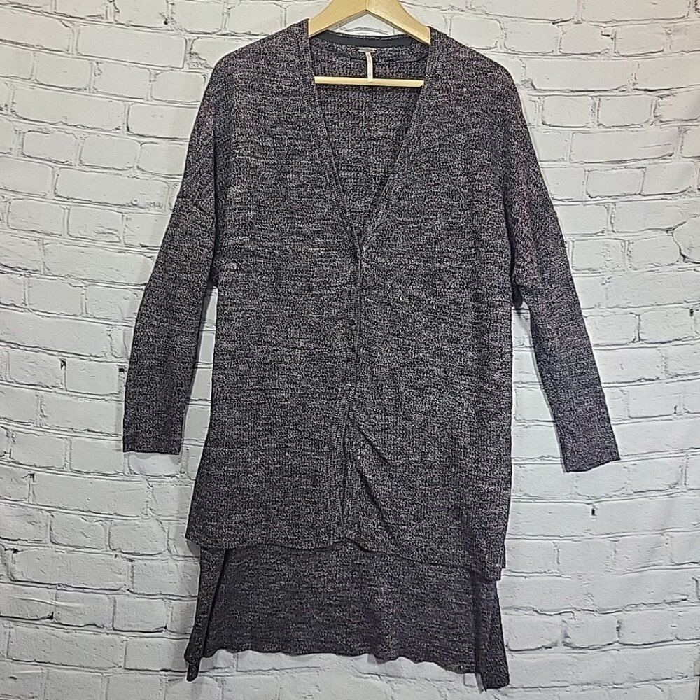 Free People Cardigan Sweater Womens Small Multicolor Long Open Front Boho Whimsy